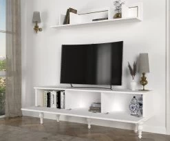Tera Home TV-meubel | 18mm Melamine Spaanplaat | 150x48cm | Wit -Collectie Woonkamermeubels 804TRH3061 20 203 4375
