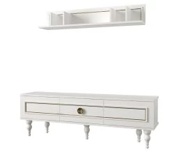 Tera Home TV-meubel | 18mm Melamine Spaanplaat | 150x48cm | Wit -Collectie Woonkamermeubels 804TRH3061 20 206 c02a