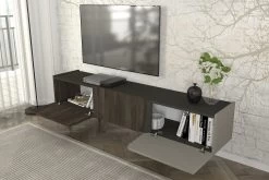 Tera Home TV-meubel | 100% Melamine Laag | 18mm Dikte | Extra Opbergruimte | Walnoot Wit -Collectie Woonkamermeubels 804TRH3077 20 204 0352