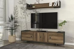 Tera Home TV-meubel | 100% Melamine Laag | 18mm Dikte | 150cm Breedte | Antraciet Notenhout 21 Tera Home TV-meubel | 100% Melamine Laag | 18mm Dikte | 150cm Breedte | Antraciet Notenhout -Collectie Woonkamermeubels 804TRH3081 20 202 9e4f
