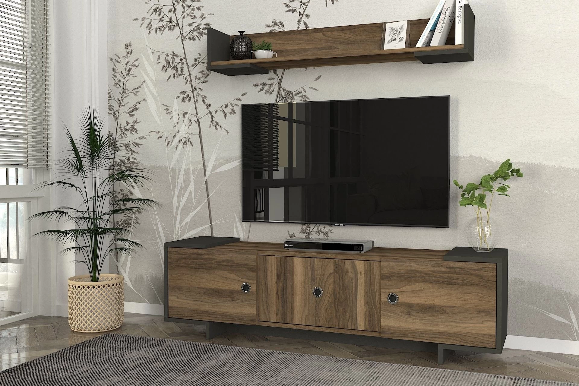 Tera Home TV-meubel | 100% Melamine Laag | 18mm Dikte | 150cm Breedte | Antraciet Notenhout 11 Tera Home TV-meubel | 100% Melamine Laag | 18mm Dikte | 150cm Breedte | Antraciet Notenhout - Afbeelding 11