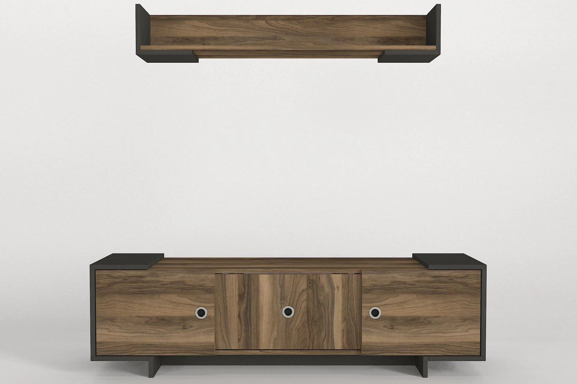 Tera Home TV-meubel | 100% Melamine Laag | 18mm Dikte | 150cm Breedte | Antraciet Notenhout 4 Tera Home TV-meubel | 100% Melamine Laag | 18mm Dikte | 150cm Breedte | Antraciet Notenhout - Afbeelding 4