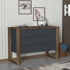 Tera Home Commode | 110cm Breedte | 100% Melamine | Noten Antraciet -Collectie Woonkamermeubels 804TRH3517 2 3fd0