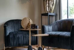 RICHMOND Bijzettafeltje Cabral ø30cm - Zwart/goud -Collectie Woonkamermeubels 825080 825081 S4504 ANTRACIET VELVET VA 0105 SETTING 2 a6da