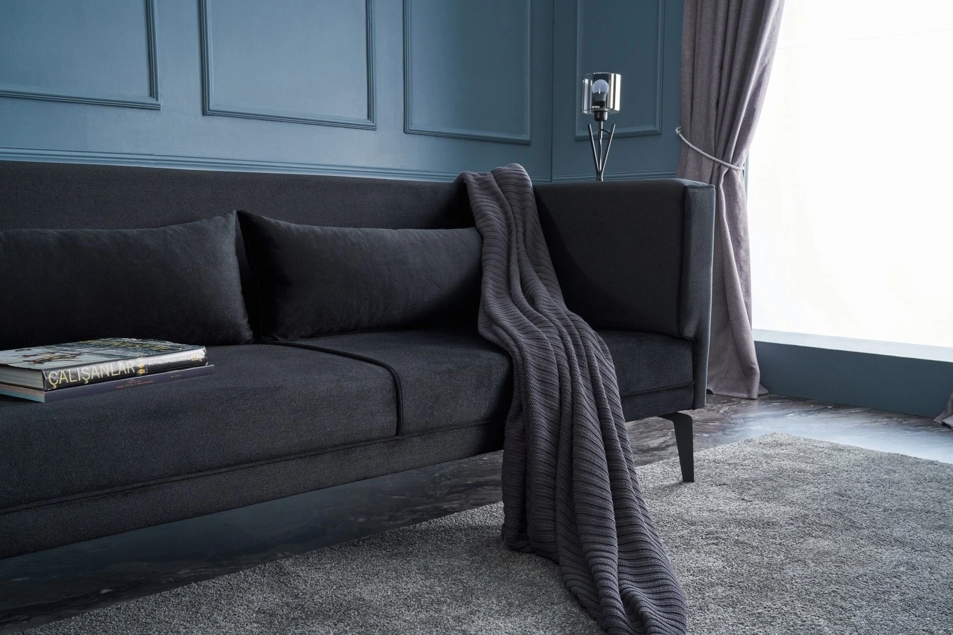 Comfort Ontmoet Stijl: 3-zits Fluwelen Bank Met Beukenhouten Frame - Zwart 7 Comfort Ontmoet Stijl: 3-zits Fluwelen Bank Met Beukenhouten Frame - Zwart - Afbeelding 7