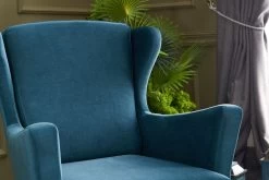 Stijlvolle Wing Chair | 100% Polyester Fluweel | Turquoise -Collectie Woonkamermeubels 825BLC2551 4 3614