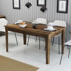Woody Fashion Eettafel | 18mm Dikte | Suntalam Poten | 145x75x88 Cm | Notenhout