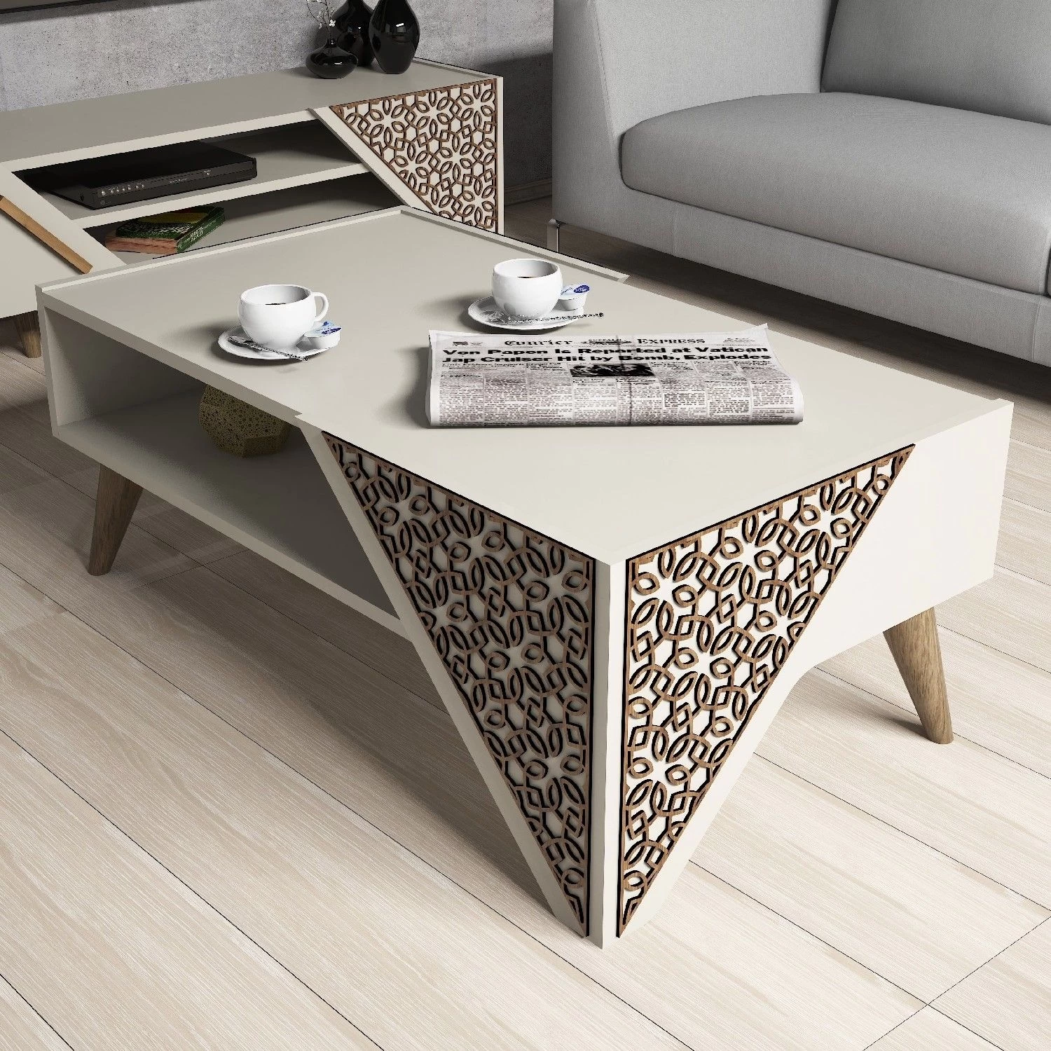 Houten Salontafel | Woody Mode | Melamine Laag | Crème 1 Houten Salontafel | Woody Mode | Melamine Laag | Crème