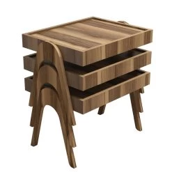 Elegante Walnoot Nesting Table Set | 100% Melamine Gecoat | 3 Stuks -Collectie Woonkamermeubels 845HCT2825 20 204 102b