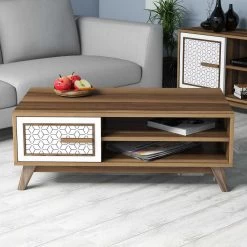 Woody Fashion Salontafel | Witte Walnoot Afwerking