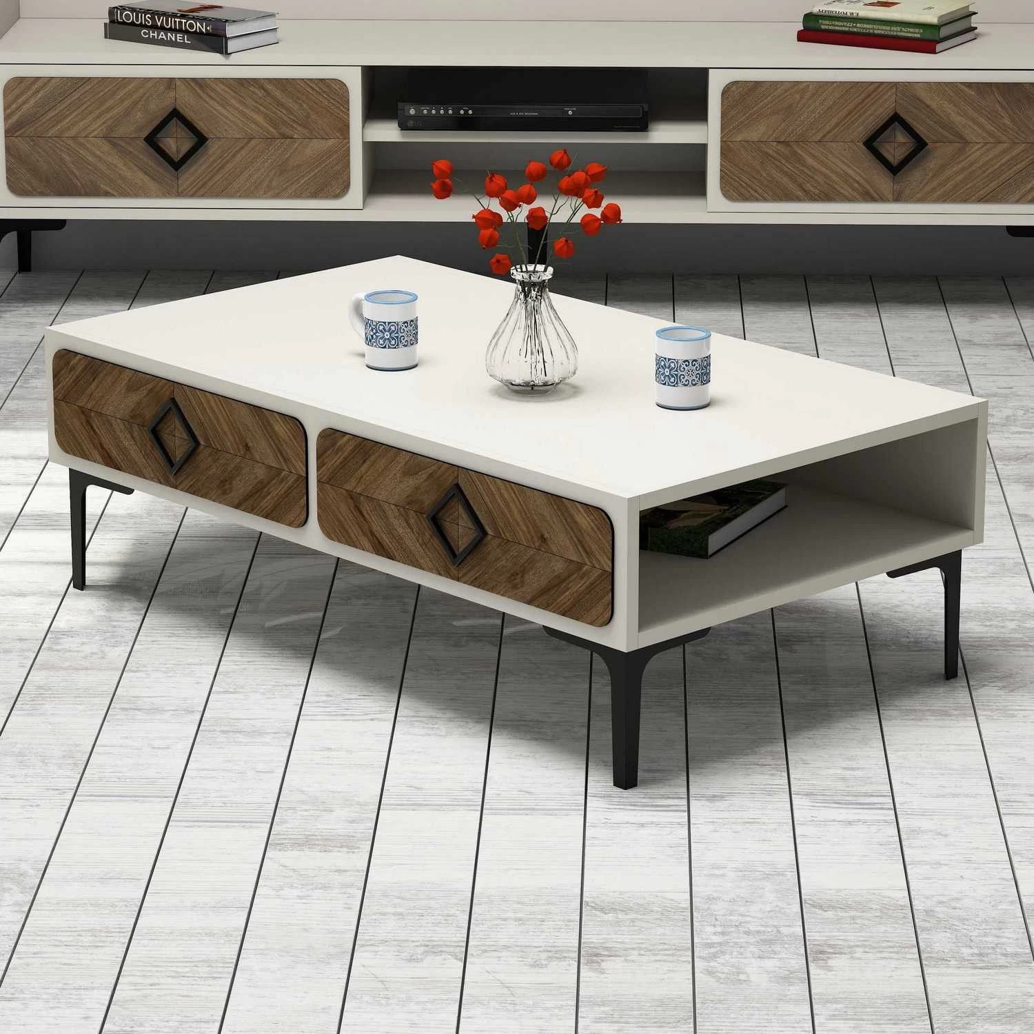 Stijlvolle Salontafel | Houtmode | Notencrème 3 Stijlvolle Salontafel | Houtmode | Notencrème - Afbeelding 3