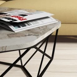 Woody Fashion Salontafel | Melamine Gecoat | Metalen Frame | 90x38x90 Cm | Wit -Collectie Woonkamermeubels 845HCT2860 20 203 c99e