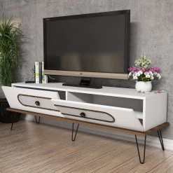 Woody Fashion TV-meubel | Melamine Laag | 18mm Dikte | Metalen Poten | Wit -Collectie Woonkamermeubels 845HCT3026 20 202 5cfa