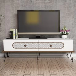 Woody Fashion TV-meubel | Melamine Laag | 18mm Dikte | Metalen Poten | Wit -Collectie Woonkamermeubels 845HCT3026 20 203 102e