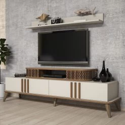 Woody Fashion TV-meubel | 100% Melamine Gecoat | Crème | 168 Cm Breedte | 18 Mm Dikte