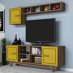 Woody Fashion TV-meubel | 100% Melamine Gecoat | 18mm Dik | 160cm Breedte | Walnoot Geel 9 Woody Fashion TV-meubel | 100% Melamine Gecoat | 18mm Dik | 160cm Breedte | Walnoot Geel -Collectie Woonkamermeubels 845HCT3067 20 203 974d