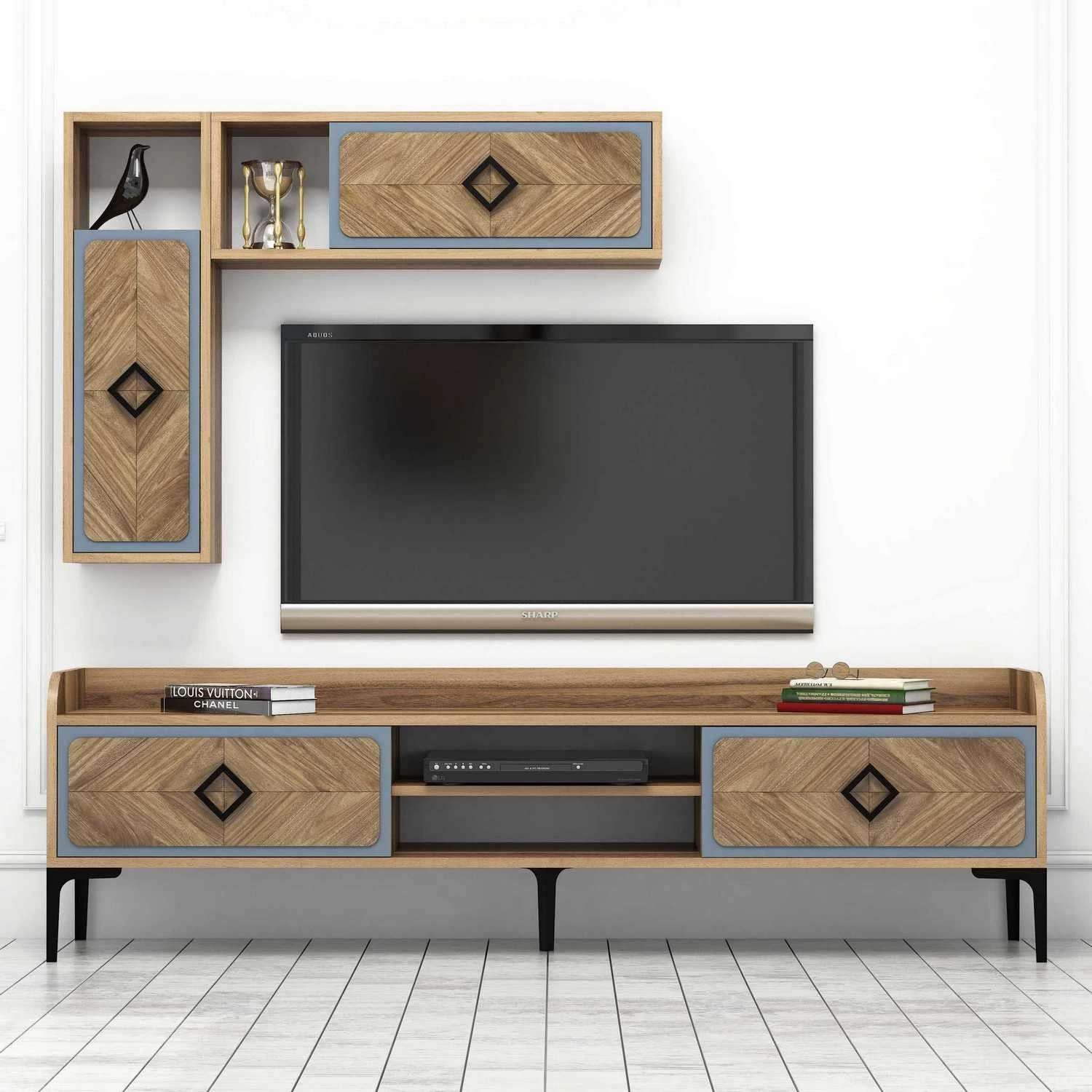 Wood Fashion TV-meubel Met 100% Melamine Coating | 180x52x35cm | Notenblauw 6 Wood Fashion TV-meubel Met 100% Melamine Coating | 180x52x35cm | Notenblauw - Afbeelding 6
