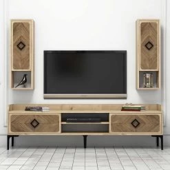Woody Fashion TV-meubel | 100% Gemelamineerd | Eiken | 180x52x35cm 10 Woody Fashion TV-meubel | 100% Gemelamineerd | Eiken | 180x52x35cm -Collectie Woonkamermeubels 845HCT3077 20 203 281c