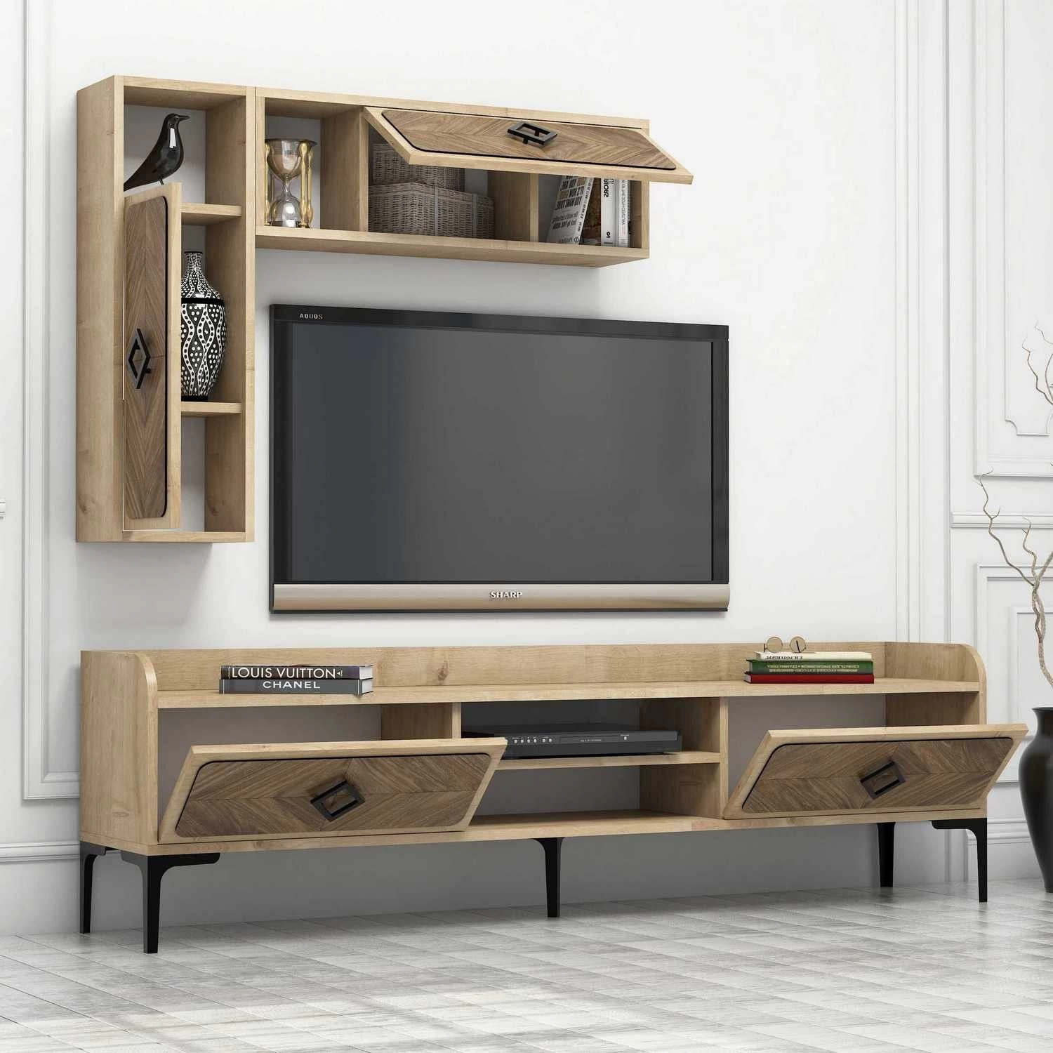 Woody Fashion TV-meubel | 100% Gemelamineerd | Eiken | 180x52x35cm 4 Woody Fashion TV-meubel | 100% Gemelamineerd | Eiken | 180x52x35cm - Afbeelding 4