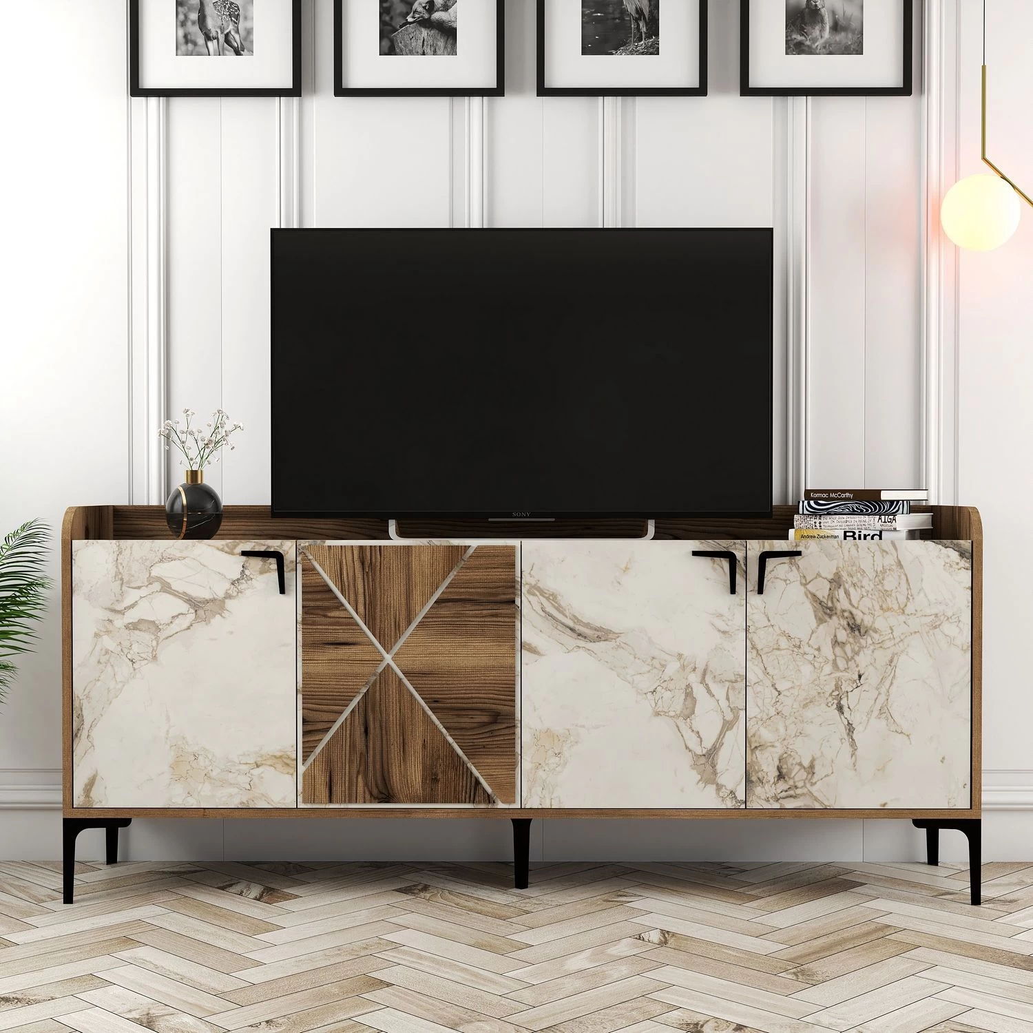 Wood Fashion Console | 100% Melamineplaat | Notelaar Wit 4 Wood Fashion Console | 100% Melamineplaat | Notelaar Wit - Afbeelding 4