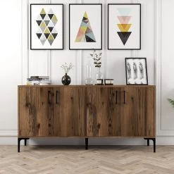 Wood Fashion Console | 100% Melamine | Metalen Poten | Notenhout