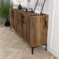 Wood Fashion Console | 100% Melamine | Metalen Poten | Notenhout 10 Wood Fashion Console | 100% Melamine | Metalen Poten | Notenhout -Collectie Woonkamermeubels 845HCT5325 20 203 bd84
