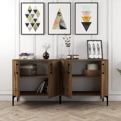 Wood Fashion Console | 100% Melamine | Metalen Poten | Notenhout 9 Wood Fashion Console | 100% Melamine | Metalen Poten | Notenhout -Collectie Woonkamermeubels 845HCT5325 20 204 dbcd