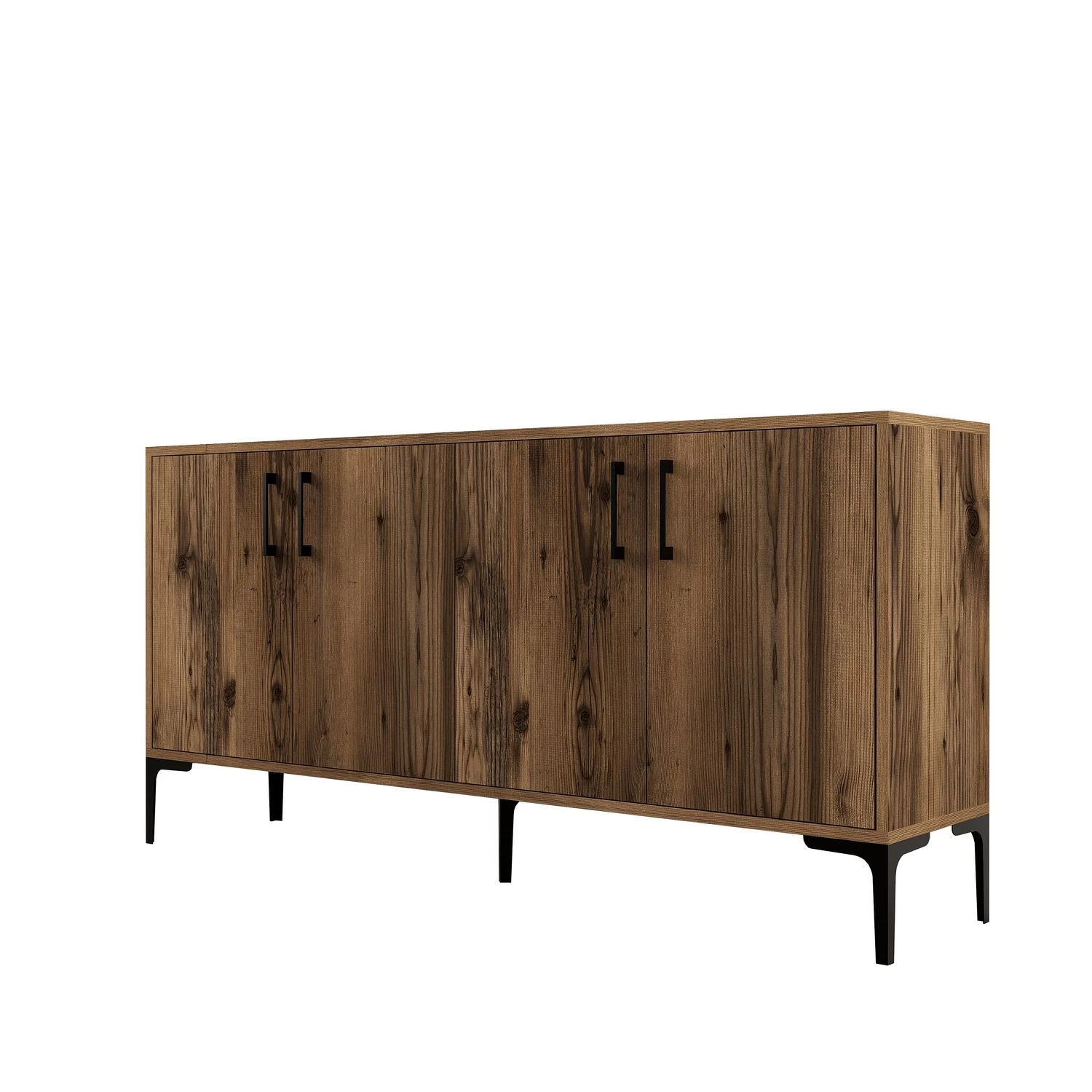 Wood Fashion Console | 100% Melamine | Metalen Poten | Notenhout 2 Wood Fashion Console | 100% Melamine | Metalen Poten | Notenhout - Afbeelding 2