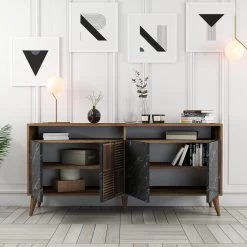 Houten Console In Walnoot Zwart Marmer Afwerking 11 Houten Console In Walnoot Zwart Marmer Afwerking -Collectie Woonkamermeubels 845HCT5334 20 204 a62a