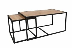 Salontafel Set | Melamine Gecoat | Metalen Poten | Eiken Zwart -Collectie Woonkamermeubels 854KLN2901 20 205 3657