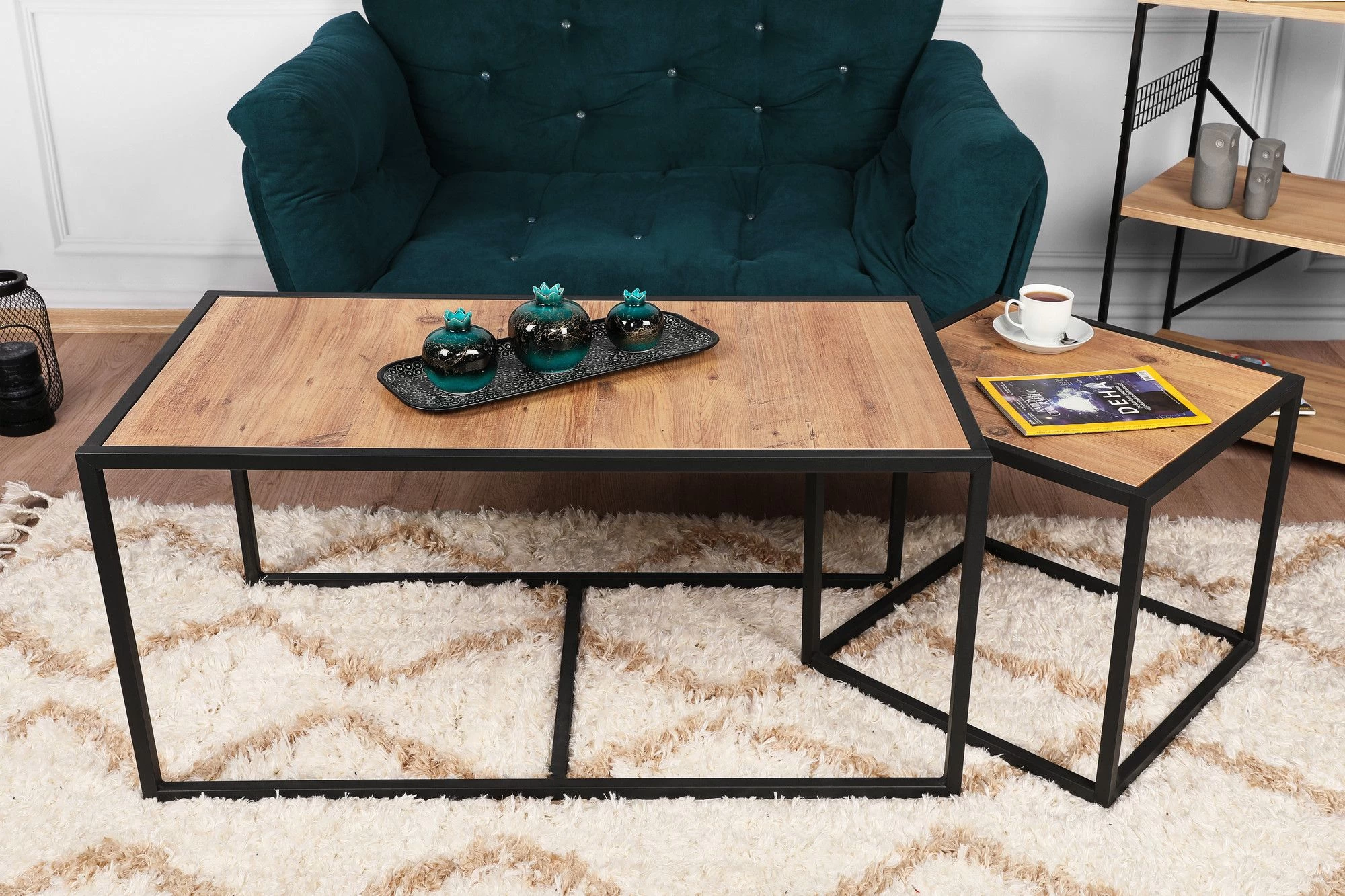 Salontafel Set | Metalen Poten | 100% Melamine Gecoat | Walnoot Zwart 15 Salontafel Set | Metalen Poten | 100% Melamine Gecoat | Walnoot Zwart - Afbeelding 15