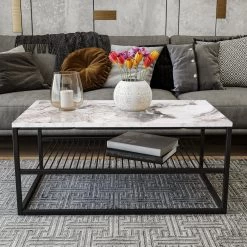 Salontafel | 100% Melamine Gecoat | WitZwart | 95x43x55 Cm -Collectie Woonkamermeubels 854KLN4306 20 202 3c6c