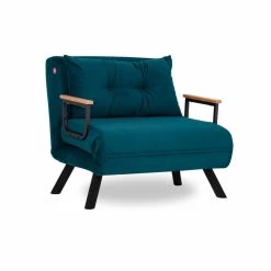 Comfortabele 1-persoons Slaapbank Met Metalen Frame | Petrol Green | 100% Polyester Stof -Collectie Woonkamermeubels 859FTN2315 20 202 9311