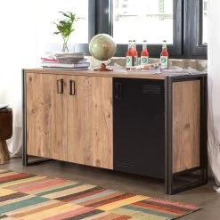 Saffier Console | Melamine Coating | Metalen Frame | Atlantic Pine Zwart -Collectie Woonkamermeubels 863SPH3908 20 203 4d7f