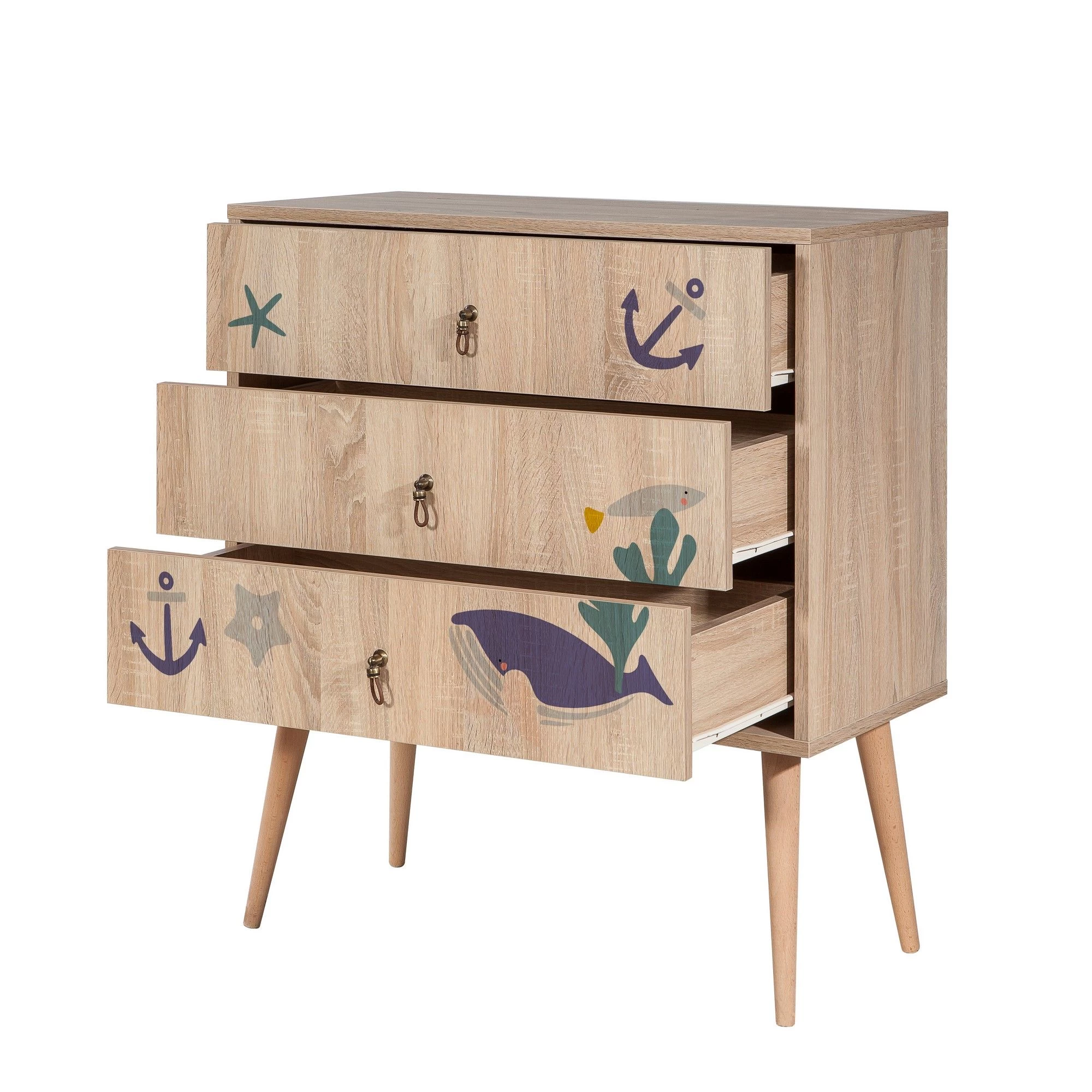 Dressoir Vella | Gecoat Spaanplaat | Houten Poten | 80x89x40cm | Veelkleurig 4 Dressoir Vella | Gecoat Spaanplaat | Houten Poten | 80x89x40cm | Veelkleurig - Afbeelding 4