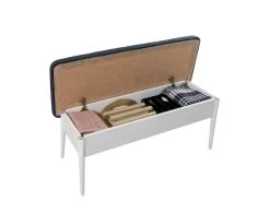 Bank Vella | 110 X 40 X 48 Cm | Linnen | Wit, Donkerblauw -Collectie Woonkamermeubels 869VEL5155 20 204 2f65