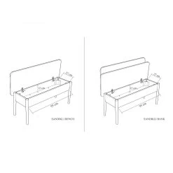 Bank Vella | 110 X 40 X 48 Cm | Linnen | Wit, Donkerblauw -Collectie Woonkamermeubels 869VEL5155 20 205 4257