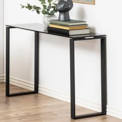 Sidetable Nicola 110cm - Grijs Getint Glas/zwart