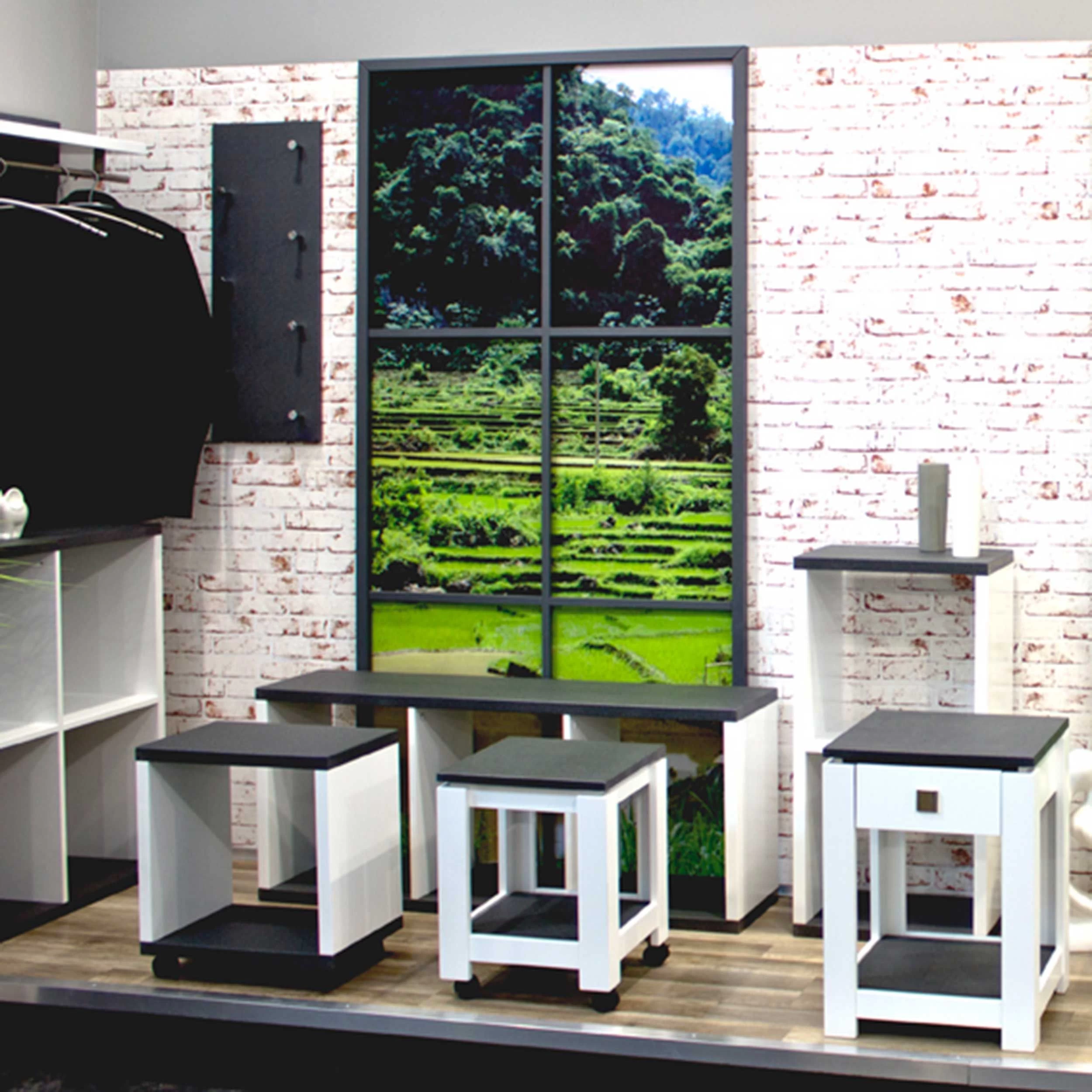 Bijzettafel Op Wielen Zolan 43x30cm - Wit/zwart 2 Bijzettafel Op Wielen Zolan 43x30cm - Wit/zwart - Afbeelding 2