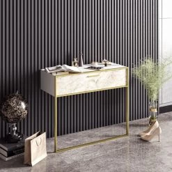 Goudwit Dressoir | Hadley | 18 Mm Dik | Metalen Poten