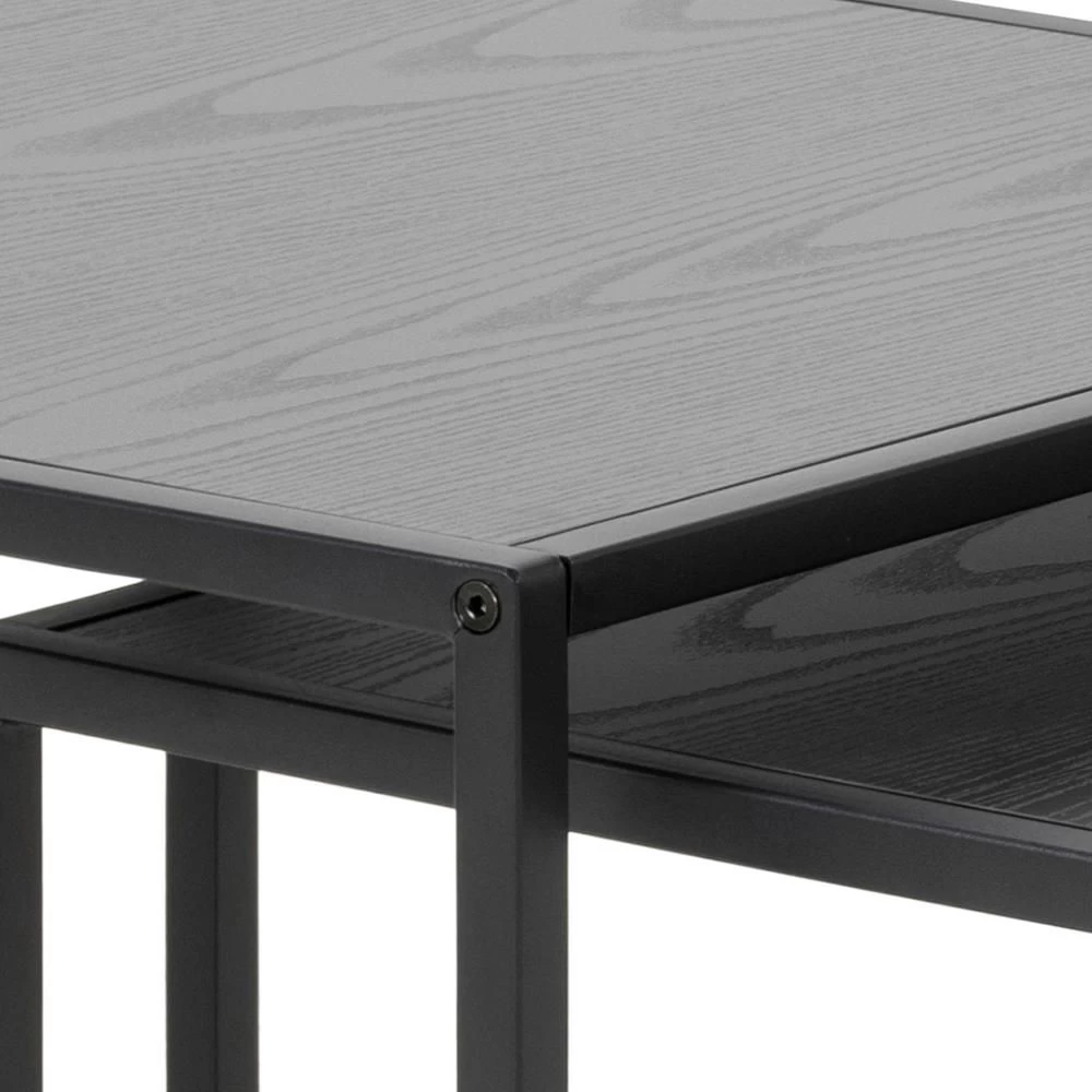 Set Van 2 Bijzettafeltjes Seaford - Zwart 3 Set Van 2 Bijzettafeltjes Seaford - Zwart - Afbeelding 3