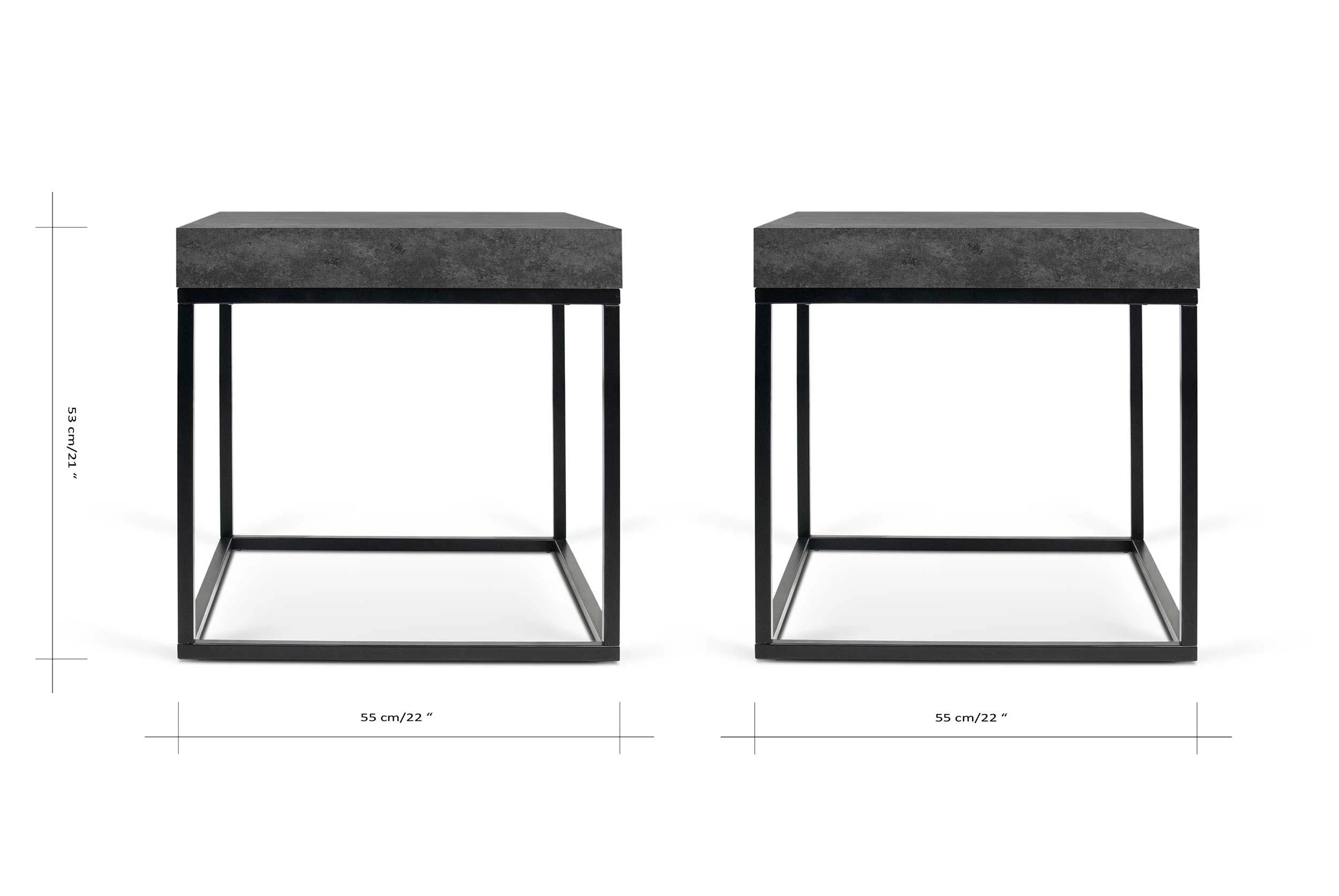 Bijzettafel Petra 55x55 Industrieel - Beton/zwart 2 Bijzettafel Petra 55x55 Industrieel - Beton/zwart - Afbeelding 2