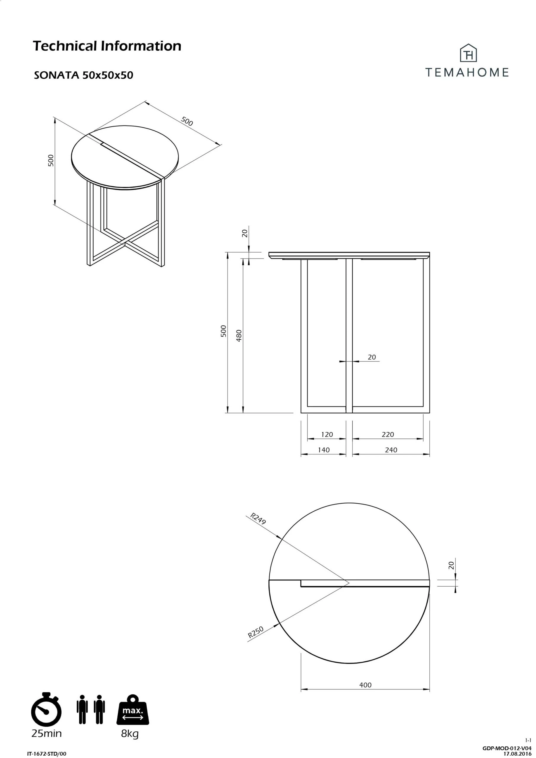 Bijzettafel Sonata - Walnoot/zwart Marmer 3 Bijzettafel Sonata - Walnoot/zwart Marmer - Afbeelding 3