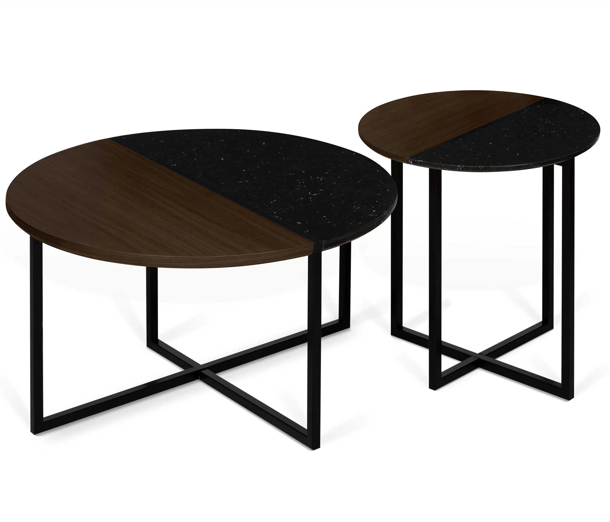 Bijzettafel Sonata - Walnoot/zwart Marmer 2 Bijzettafel Sonata - Walnoot/zwart Marmer - Afbeelding 2
