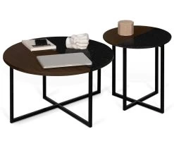 Bijzettafel Sonata - Walnoot/zwart Marmer 17 Bijzettafel Sonata - Walnoot/zwart Marmer -Collectie Woonkamermeubels 9003.629211 Sonata 50 Walnut and Black Marble 8 45ab