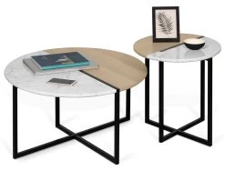 Salontafel Sonata - Eik/wit Marmer 16 Salontafel Sonata - Eik/wit Marmer -Collectie Woonkamermeubels 9003.629228 Sonata 80 Light Oak and White Marble 9 d272