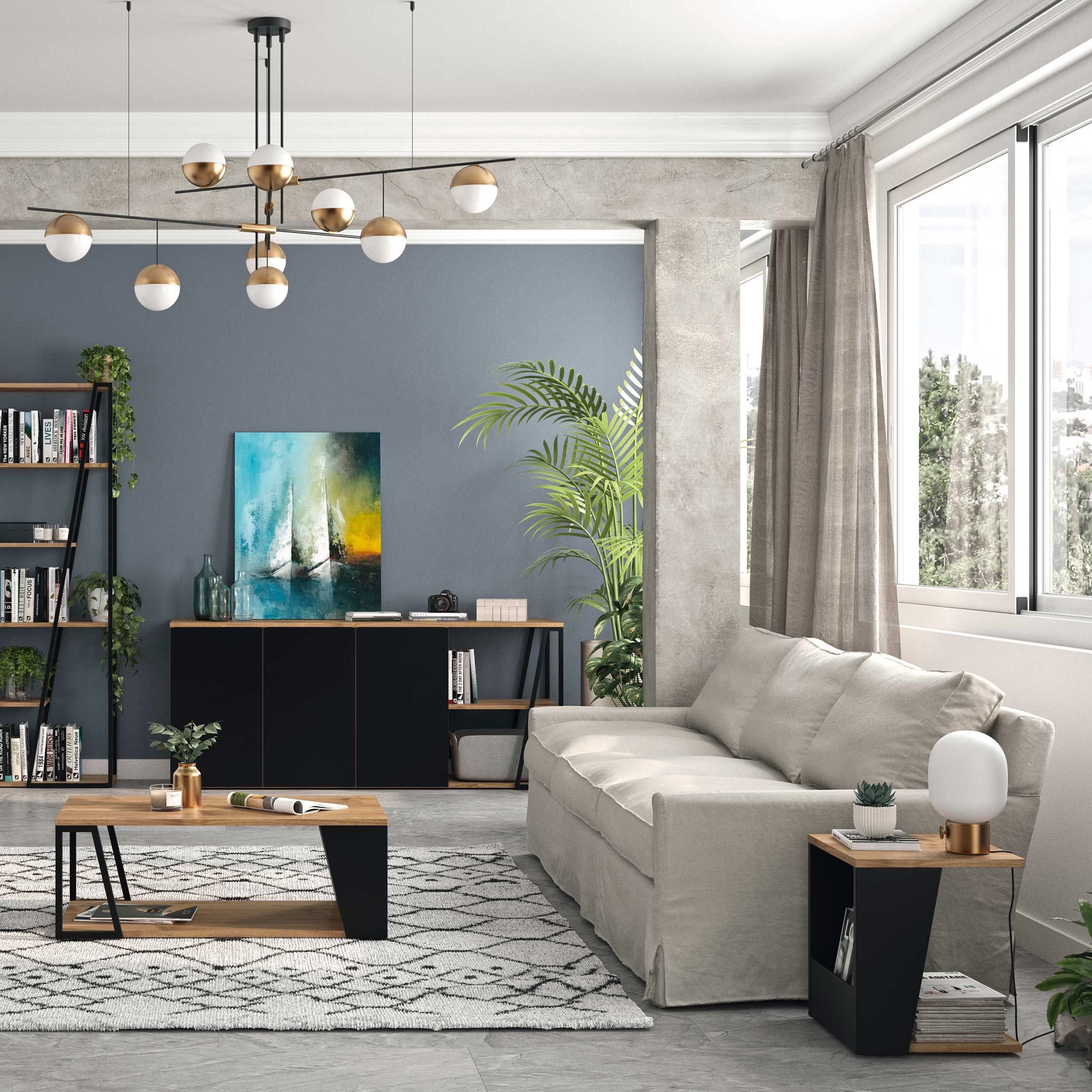 Bijzettafeltje Albi 40x40cm - Walnoot/zwart 3 Bijzettafeltje Albi 40x40cm - Walnoot/zwart - Afbeelding 3