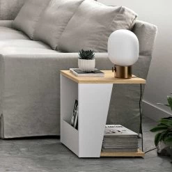 Bijzettafeltje Albi 40x40cm - Eik/wit