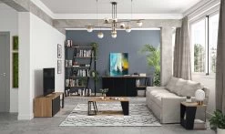 Salontafel Albi 100cm - Walnoot/zwart 7 Salontafel Albi 100cm - Walnoot/zwart -Collectie Woonkamermeubels 9003.629921 Albi Coffee Table Walnut and Pure Black 4 9d78