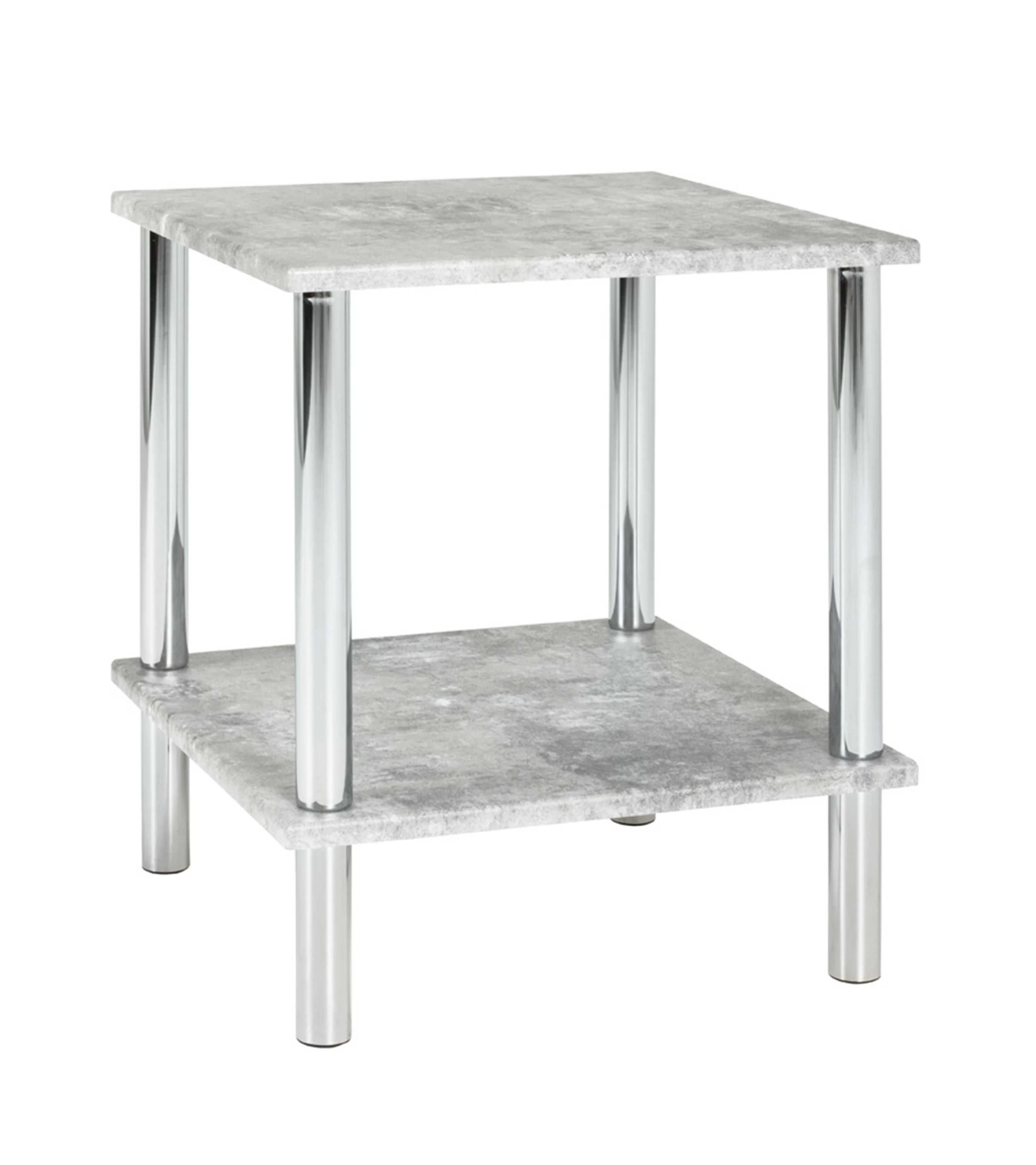 Bijzettafel Wilko 39x39cm - Chroom/beton Decor 2 Bijzettafel Wilko 39x39cm - Chroom/beton Decor - Afbeelding 2